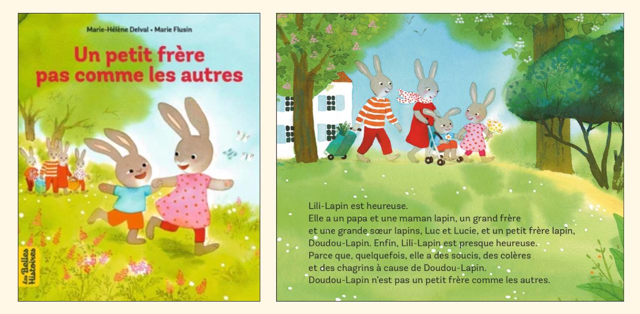 Couverture et intérieur du livre " Un petit frère pas comme les autres"