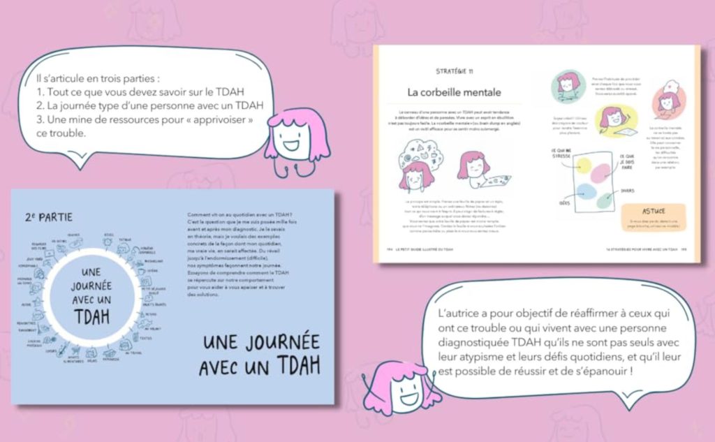 Intérieur du livre le petit guide illustré du TDAH d'Alice Gendron