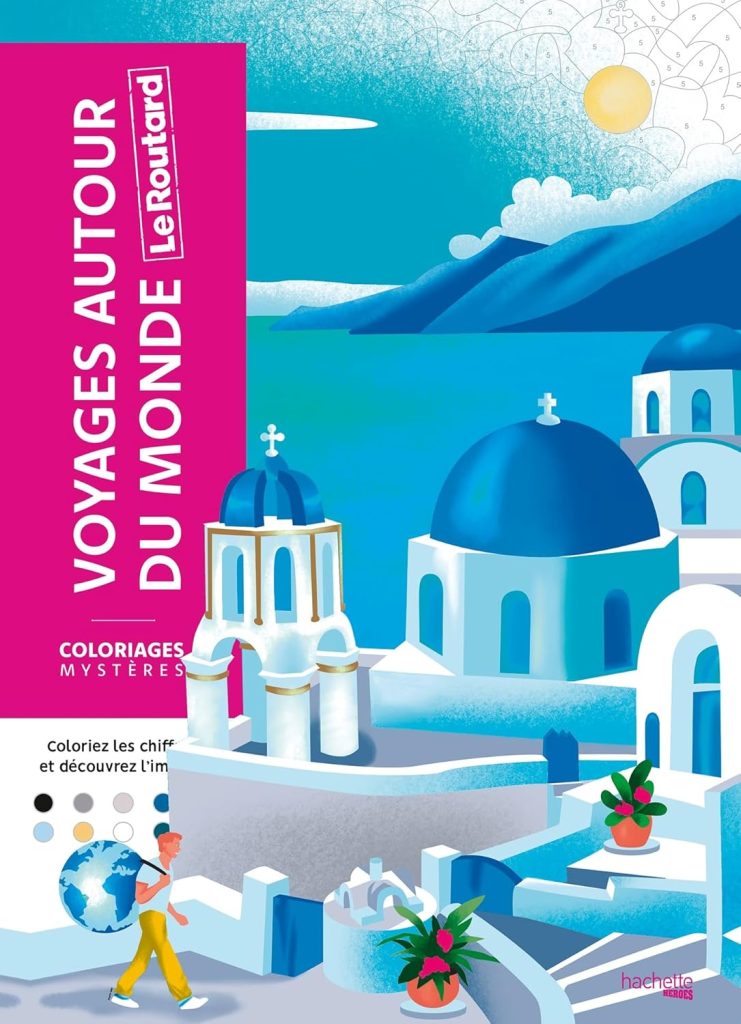 Couverture du livre à colorier Voyages autour du monde du Routard