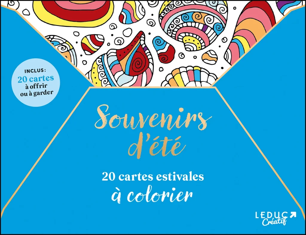 livre de coloriaage contenant 20 cartes estivales à colorier pour passer un moment zen 